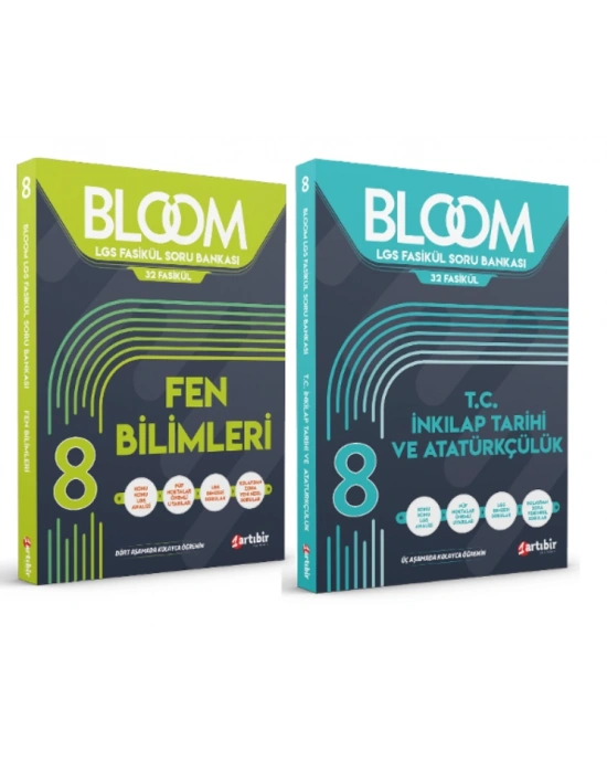 ARTIBİR YAYINLARI 8. Sınıf Bloom Fen Bilimleri + T.C. İnkılap Tarihi ve Atatürkçülük Fasikül Soru Bankası (2 Kitap)