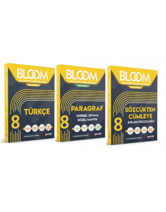ARTIBİR YAYINLARI 8. Sınıf Bloom Türkçe + Paragraf Görsel Okuma Sözel Mantık + Sözcükten Cümleye Anlam Yolculuğu LGS Fasikül Soru Bankası (3 Kitap)