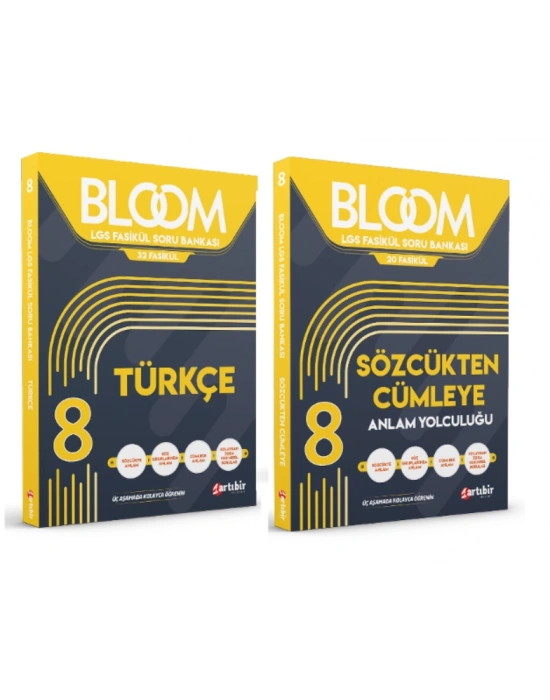 ARTIBİR YAYINLARI 8. Sınıf Bloom Türkçe + Sözcükten Cümleye Anlam Yolculuğu LGS Fasikül Soru Bankası (2 Kitap)