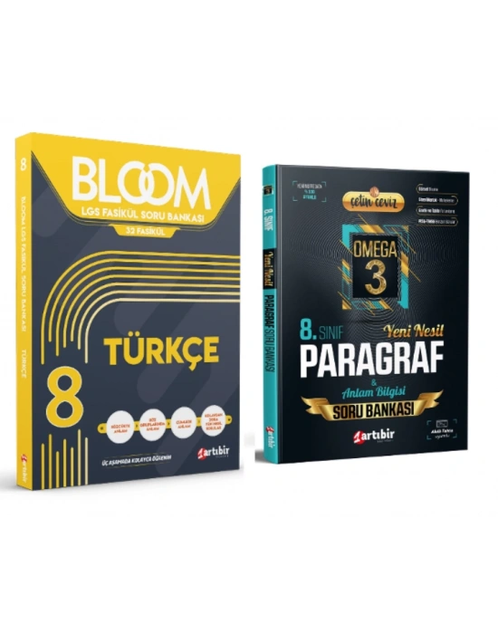 ARTIBİR YAYINLARI 8. Sınıf Bloom Türkçe + Çetin Ceviz Omega 3 Paragraf Soru Bankası (2 Kitap)