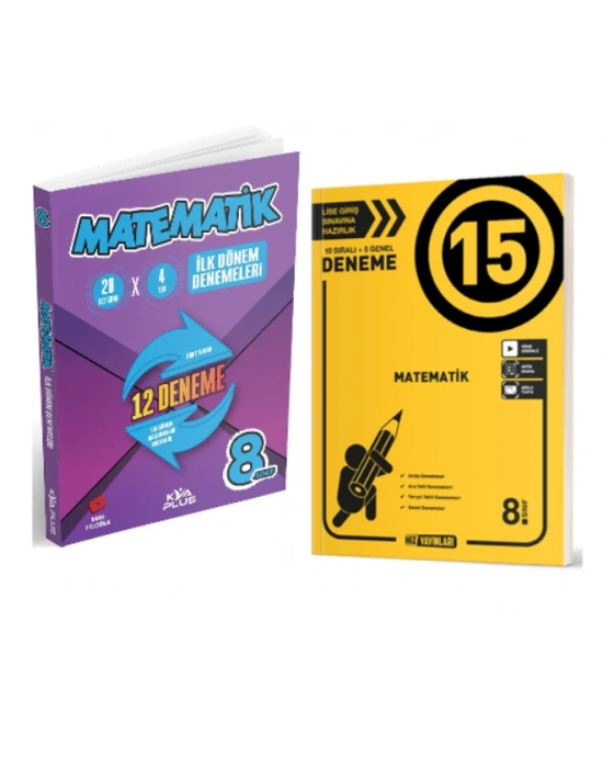 KORAY VAROL YAYINLARI 8. SINIF MATEMATİK İLK DÖNEM DENEMELERİ + HIZ YAYINLARI LGS Matematik 15 li Deneme (2 Kitap)