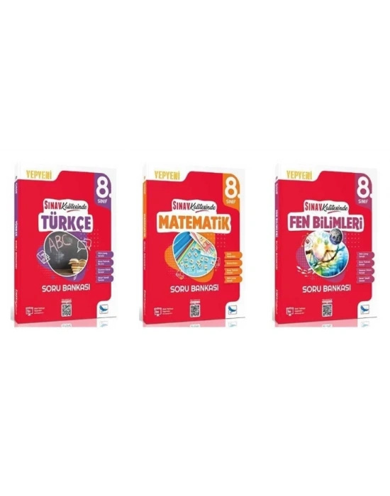 8.SINIF TÜRKÇE + MATEMATİK + FEN BİLİMLERİ  SORU BANKASI SINAV KALİTESİNDE (3 KİTAP)