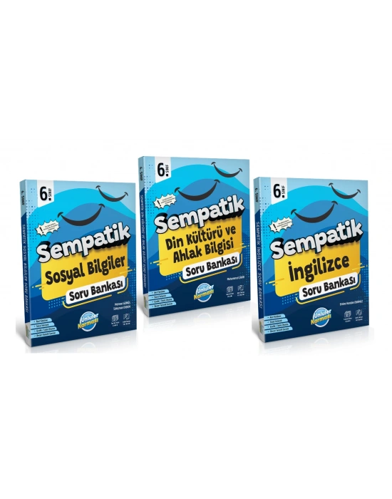 ÜNLÜLER KARMASI Sempatik 6. Sınıf Sosyal Bilgiler + Din + İngilizce Soru Bankası (3 Kitap)