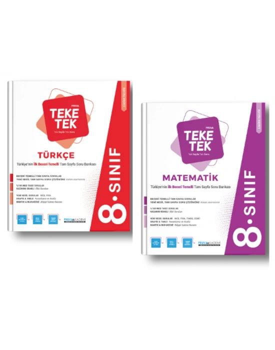 PRUVA AKADEMİ YAYINLARI 8.SINIF TÜRKÇE + MATEMATİK TEKE TEK