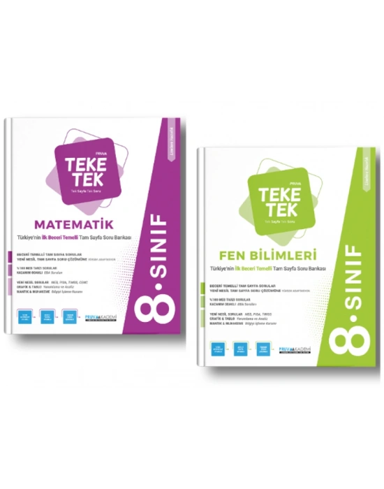 PRUVA AKADEMİ YAYINLARI 8.SINIF MATEMATİK + FEN BİLİMLER TEKE TEK