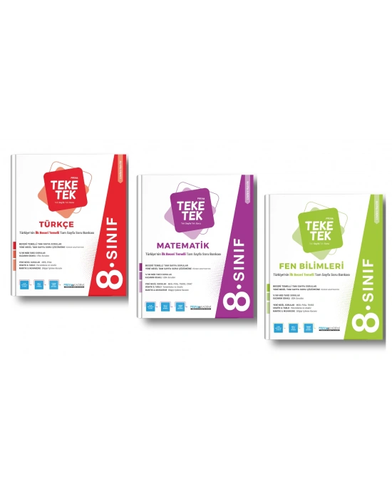 PRUVA AKADEMİ YAYINLARI 8.SINIF TÜRKÇE + MATEMATİK + FEN BİLİMLER TEKE TEK