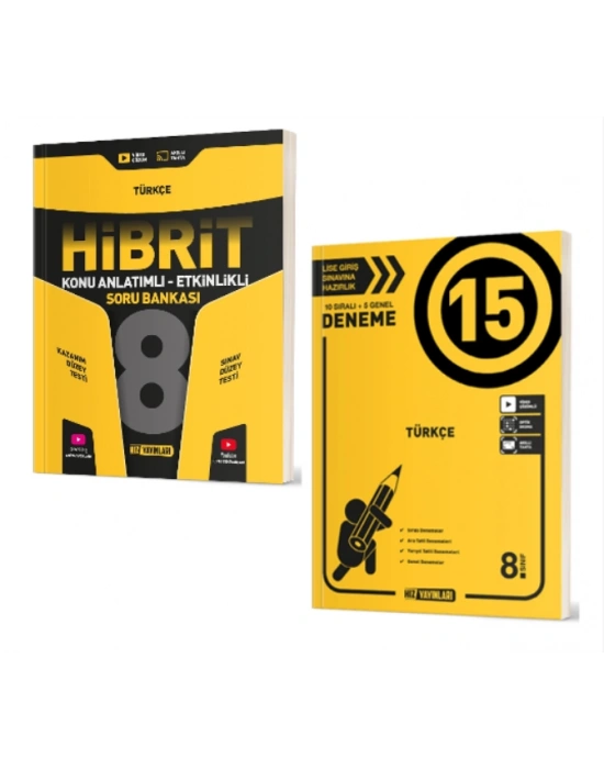 HIZ YAYINLARI 8. Sınıf Türkçe Hibrit Soru Bankası + 15 li Deneme