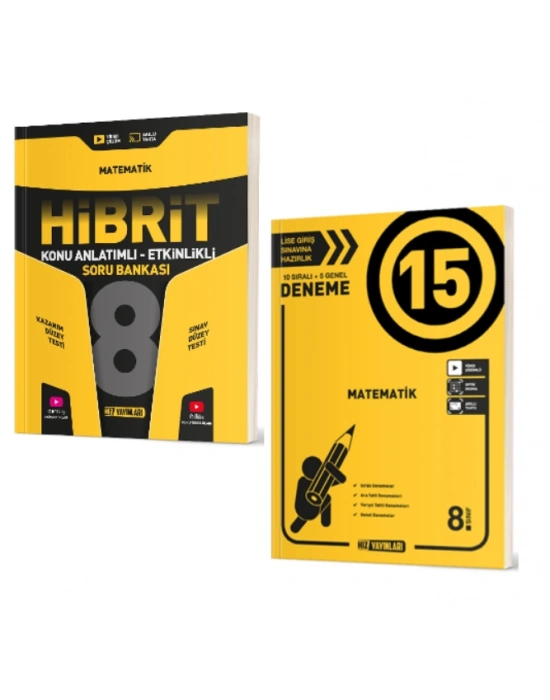 HIZ YAYINLARI 8. Sınıf Matematik Hibrit Soru Bankası + 15 li Deneme