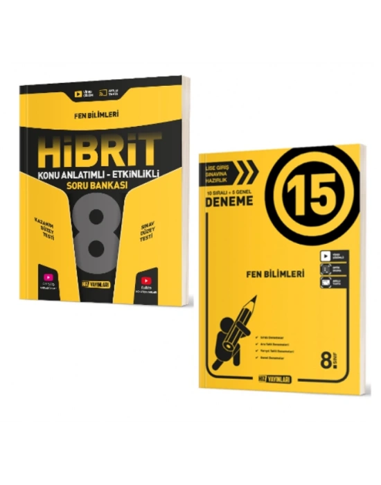 HIZ YAYINLARI 8. Sınıf Fen Bilimleri Hibrit Soru Bankası + 15li Deneme