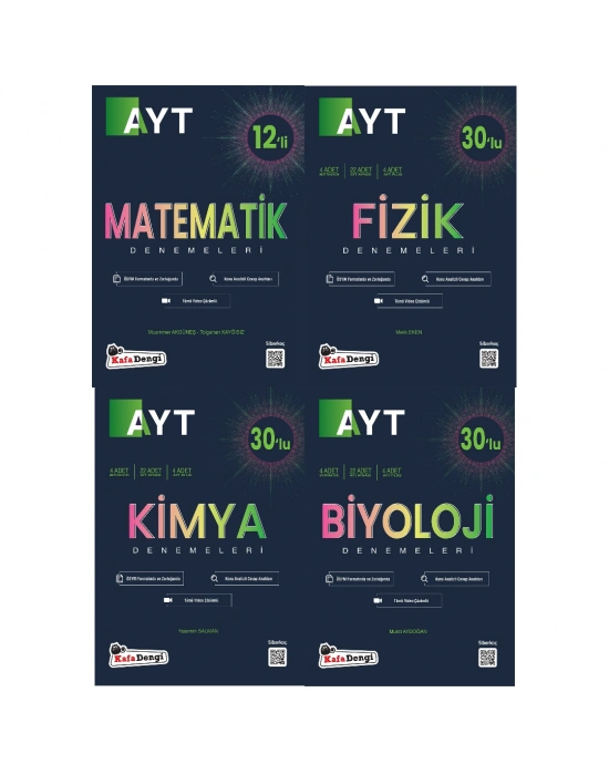 KAFA DENGİ YAYINLARI AYT SAYISAL (Matematik+Fizik+Kimya+Biyoloji) BRANŞ DENEMELERİ (4 Kitap)