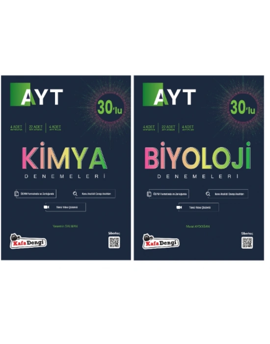 KAFA DENGİ YAYINLARI AYT SAYISAL (Kimya+Biyoloji) BRANŞ DENEMELERİ (2 Kitap)