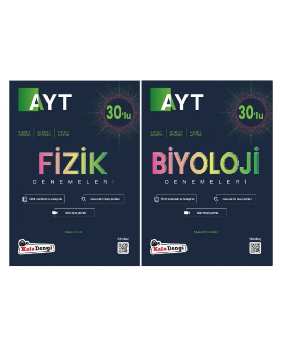 KAFA DENGİ YAYINLARI AYT SAYISAL (Fizik+Biyoloji) BRANŞ DENEMELERİ (2 Kitap)