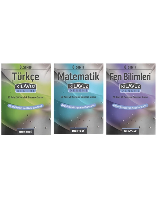 BLOKTEST YAYINLARI 8. Sınıf Türkçe + Matematik + Fen Bilimleri Kılavuz Deneme