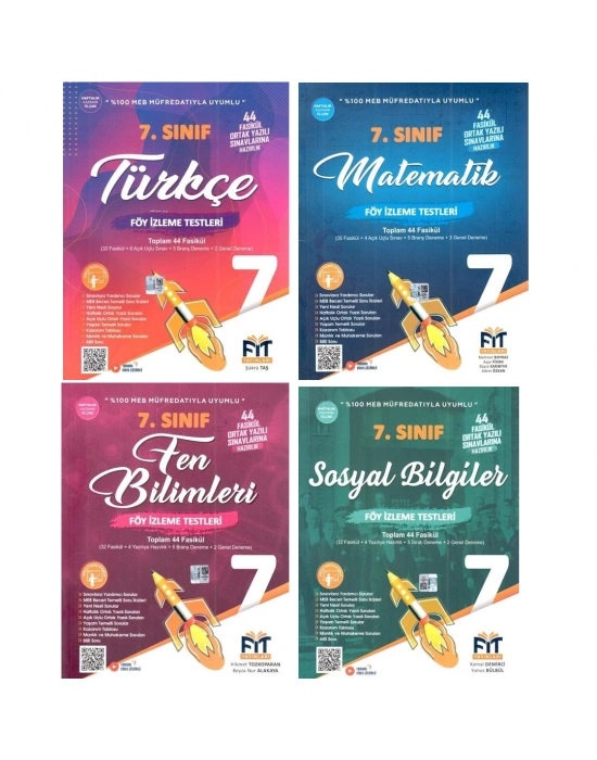FİT YAYINLARI 7. Sınıf Türkçe + Matematik+ Fen Bilimleri + Sosyal Bilgiler Föy İzleme Testleri