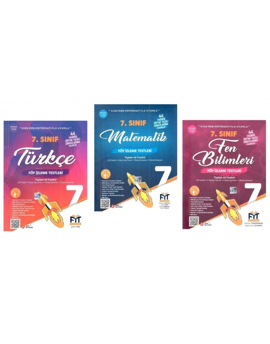 FİT YAYINLARI 7. Sınıf Türkçe + Matematik+ Fen Bilimleri Föy İzleme Testleri