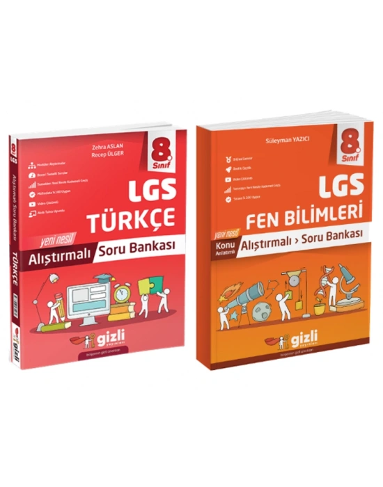 GİZLİ YAYINLARI 8. Sınıf LGS Türkçe + Fen Bilimleri Alıştırmalı Soru Bankası