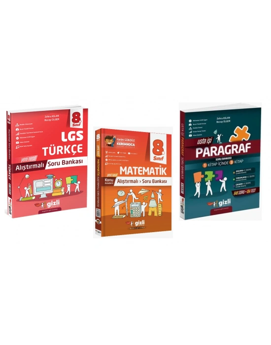 GİZLİ YAYINLARI 8. Sınıf LGS Türkçe + Matematik +Paragraf Alıştırmalı Soru Bankası
