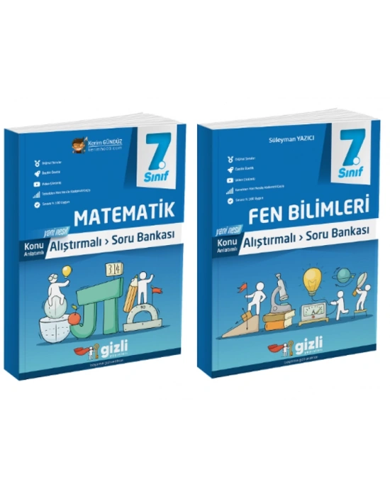 Gizli Yayınları 7. Sınıf Matematik + Fen Bilimleri Alıştırmalı Soru Bankası