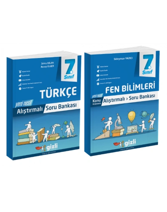 Gizli Yayınları 7. Sınıf Türkçe + Fen Bilimleri Alıştırmalı Soru Bankası