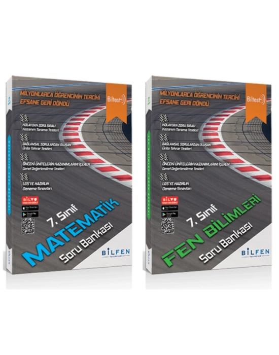 BİLFEN YAYINCILIK 7. SINIF BİLTEST MATEMATİK+FEN BİLİMLERİ SORU BANKASI