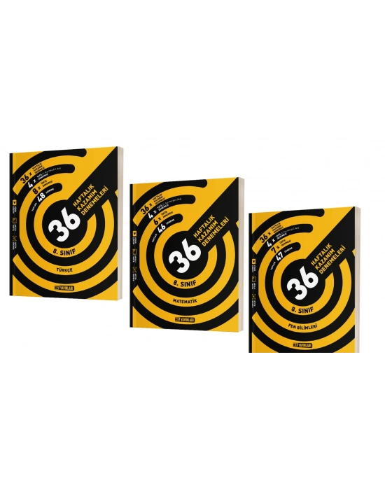 HIZ YAYINLARI 8.SINIF TÜRKÇE+MATEMATİK+FEN BİLİMLERİ 36 HAFTALIK KAZANIM DENEMELERİ