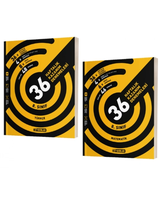 HIZ YAYINLARI 8. Sınıf Türkçe + Matematik 36 Haftalık Deneme