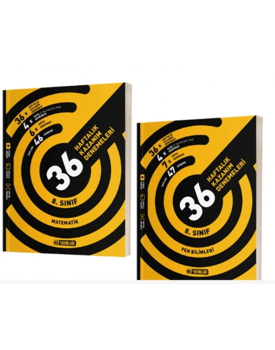 HIZ YAYINLARI 8. Sınıf Matematik + Fen Bilimleri 36 Haftalık Deneme