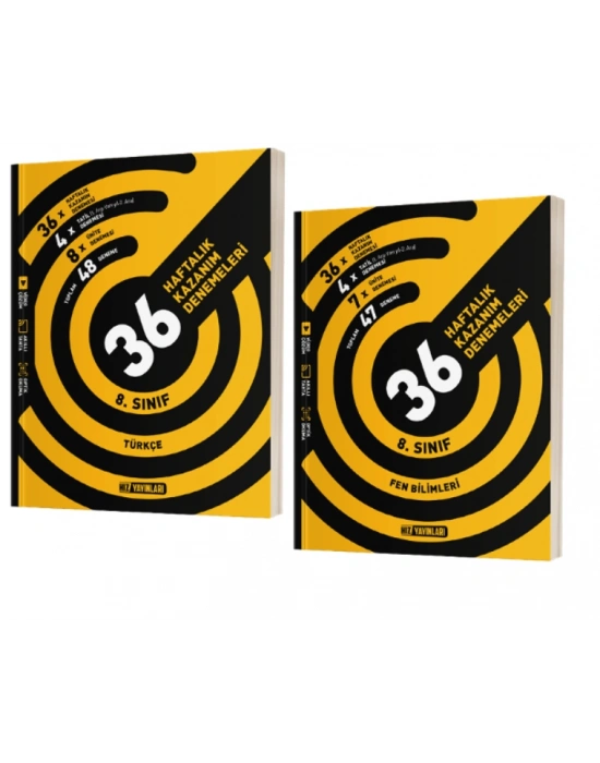 HIZ YAYINLARI 8. Sınıf Türkçe + Fen Bilimleri 36 Haftalık Deneme