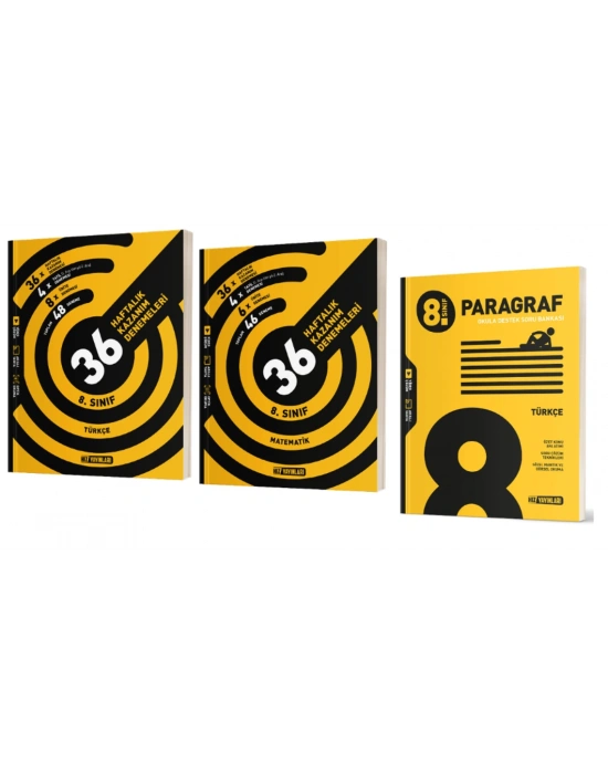 HIZ YAYINLARI 8. Sınıf Türkçe + Matematik 36 Haftalık Deneme + Paragraf Soru Bankası