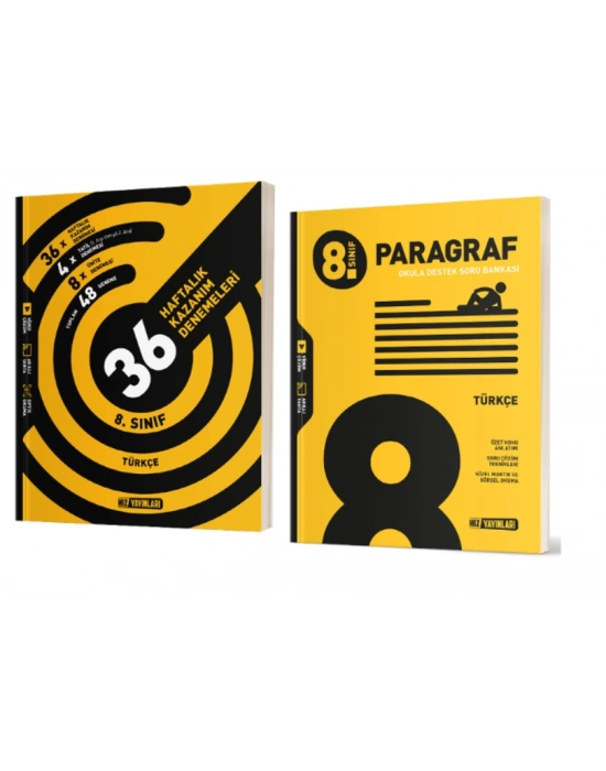 HIZ YAYINLARI 8. Sınıf Türkçe 36 Haftalık Deneme + Paragraf Soru Bankası