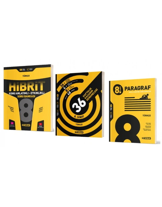 HIZ YAYINLARI 8. Sınıf Türkçe Hibrit Soru Bankası + 36 Haftalık Deneme + Paragraf Soru Bankası