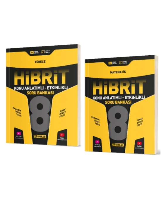 HIZ YAYINLARI 8. Sınıf Türkçe + Matematik Hibrit Soru Bankası (Konu Anlatımlı - Etkinlikli)