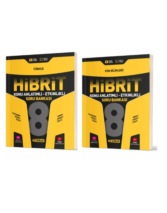 HIZ YAYINLARI 8. Sınıf Türkçe + Fen Bilimleri Hibrit Soru Bankası (Konu Anlatımlı - Etkinlikli)