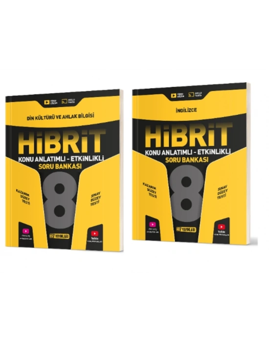 HIZ YAYINLARI 8. Sınıf Din + İngilizce Hibrit Soru Bankası (Konu Anlatımlı - Etkinlikli)
