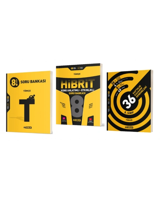 HIZ YAYINLARI 8. Sınıf Türkçe Soru Bankası + Hibrit Soru Bankası (Konu Anlatımlı - Etkinlikli) + 36 Haftalık Deneme