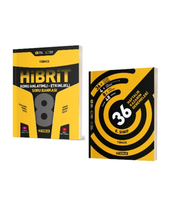 HIZ YAYINLARI 8. Sınıf Türkçe Hibrit Soru Bankası (Konu Anlatımlı - Etkinlikli) + 36 Haftalık Deneme