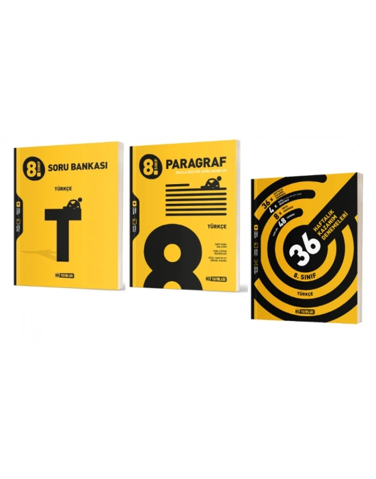 HIZ YAYINLARI 8. Sınıf Türkçe Soru Bankası + Paragraf Soru Bankası + 36 Haftalık Deneme