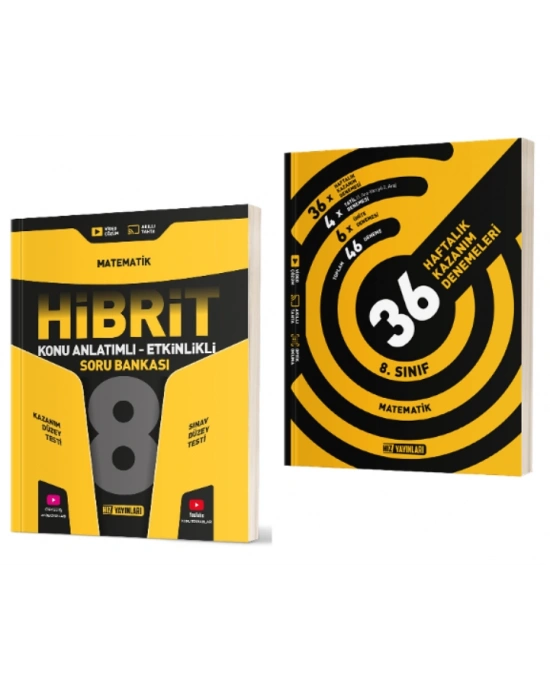 HIZ YAYINLARI 8. Sınıf Matematik Hibrit Soru Bankası (Konu Anlatımlı - Etkinlikli) + 36 Haftalık Deneme