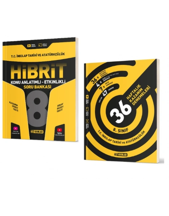 HIZ YAYINLARI 8. Sınıf İnkılap Tarihi ve Atatürkçülük Hibrit Soru Bankası (Konu Anlatımlı - Etkinlikli) + 36 Haftalık Deneme