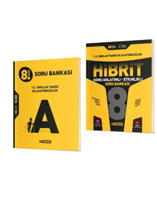 HIZ YAYINLARI 8. Sınıf İnkılap Tarihi ve Atatürkçülük Soru Bankası + Hibrit Soru Bankası (Konu Anlatımlı - Etkinlikli)