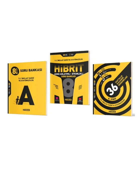 HIZ YAYINLARI 8. Sınıf İnkılap Tarihi ve Atatürkçülük Soru Bankası + Hibrit Soru Bankası (Konu Anlatımlı - Etkinlikli) + 36 Haftalık Deneme