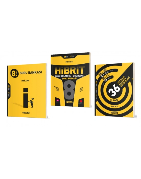 HIZ YAYINLARI 8. Sınıf İngilizce Soru Bankası + Hibrit Soru Bankası (Konu Anlatımlı - Etkinlikli) + 36 Haftalık Deneme