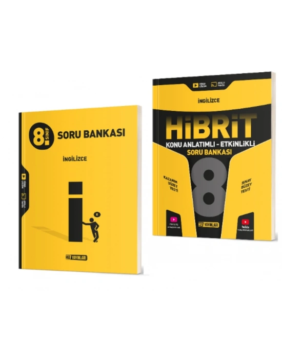 HIZ YAYINLARI 8. Sınıf İngilizce Soru Bankası + Hibrit Soru Bankası (Konu Anlatımlı - Etkinlikli)