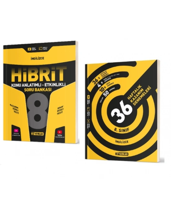 HIZ YAYINLARI 8. Sınıf İngilizce Hibrit Soru Bankası (Konu Anlatımlı - Etkinlikli) + 36 Haftalık Deneme