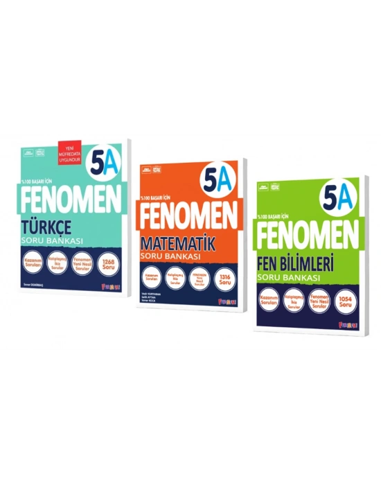 FENOMEN YAYINLARI 5 Türkçe A + Matematik A + Fen Bilimleri A Soru Bankası