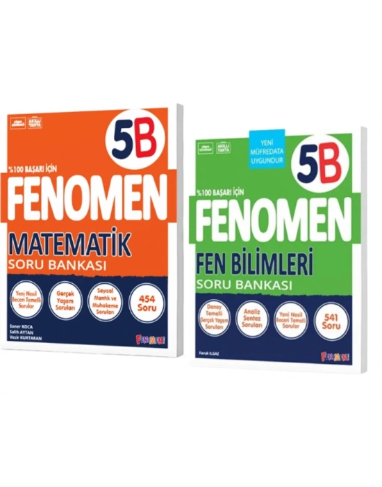FENOMEN YAYINLARI 5 Matematik B Soru Bankası + Fen Bilimleri B Soru Bankası