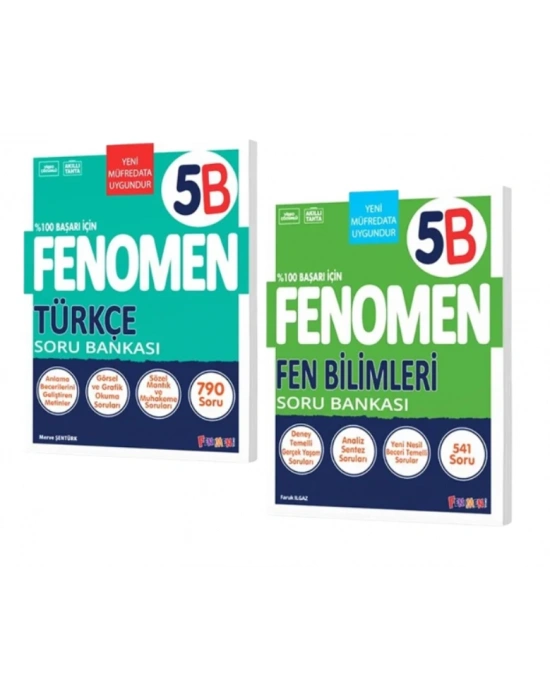 FENOMEN YAYINLARI 5 Türkçe B Soru Bankası + Fen Bilimleri B Soru Bankası