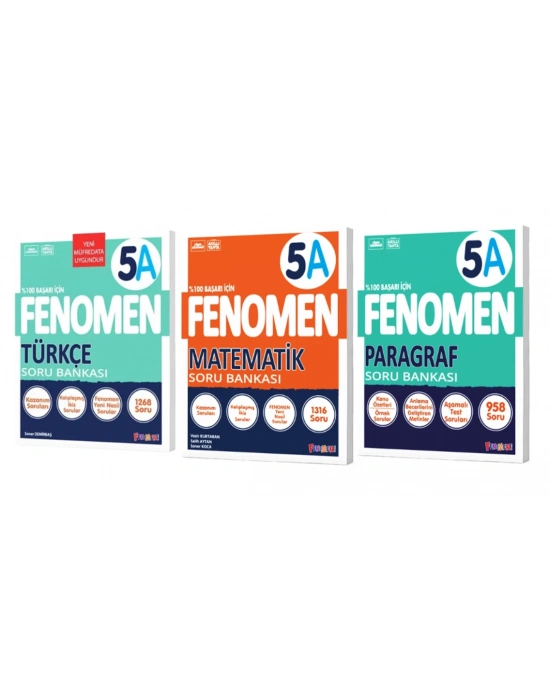 FENOMEN YAYINLARI 5 Türkçe A + Matematik A + PARAGRAF A Soru Bankası