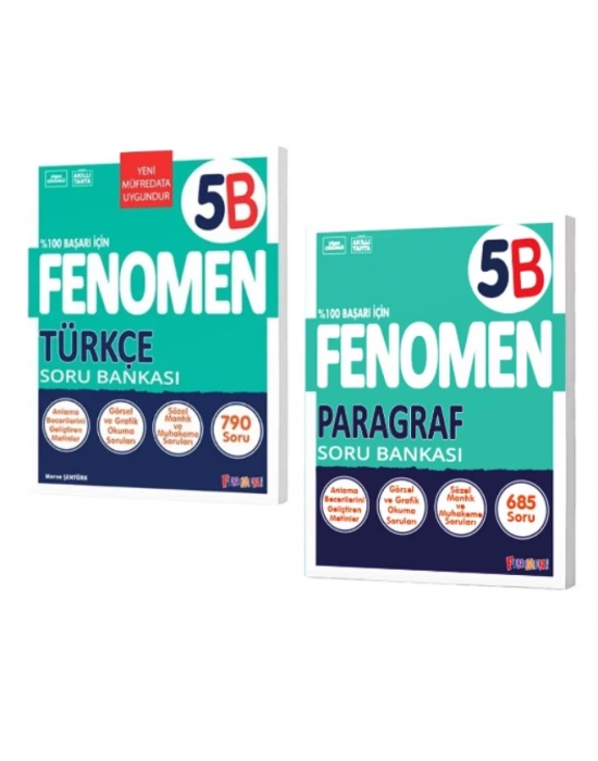 FENOMEN YAYINLARI 5 Türkçe B + Paragraf B Soru Bankası