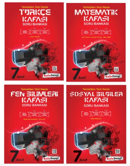 KAFA DENGİ YAYINLARI 7. Sınıf Türkçe + Matematik + Fen Bilimleri + Sosyal Bilgiler Kafası Soru Bankası